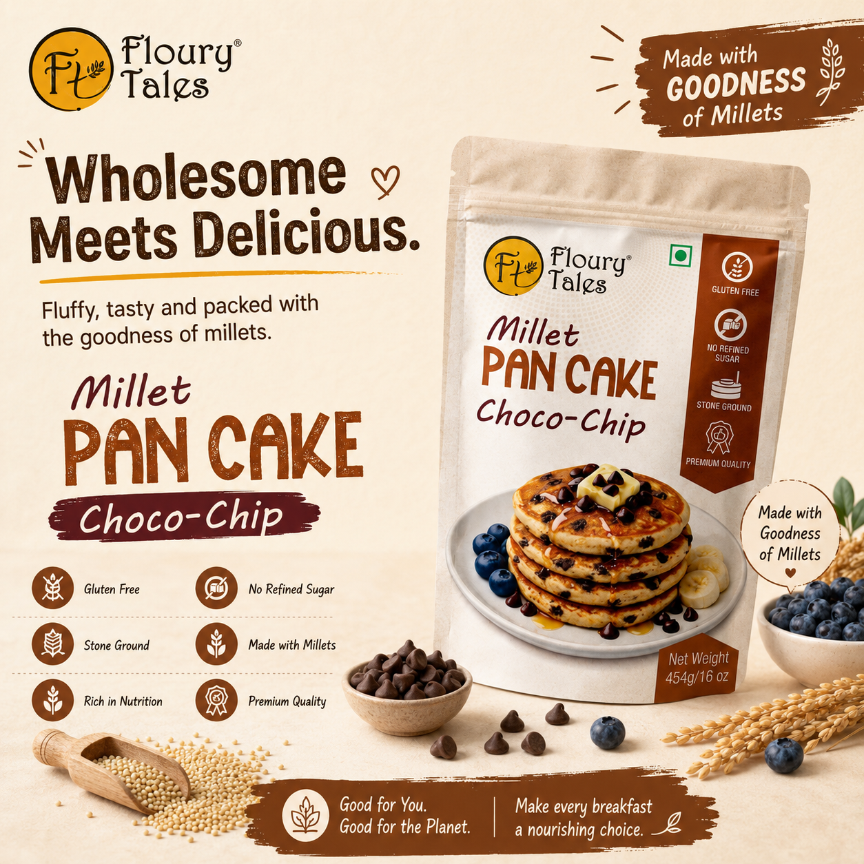Millet Pancake Mix – Choco-Chip